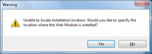 Web Module Updater error: Unable to locate installation location