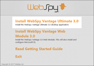 Installing WebSpy Vantage 3.0