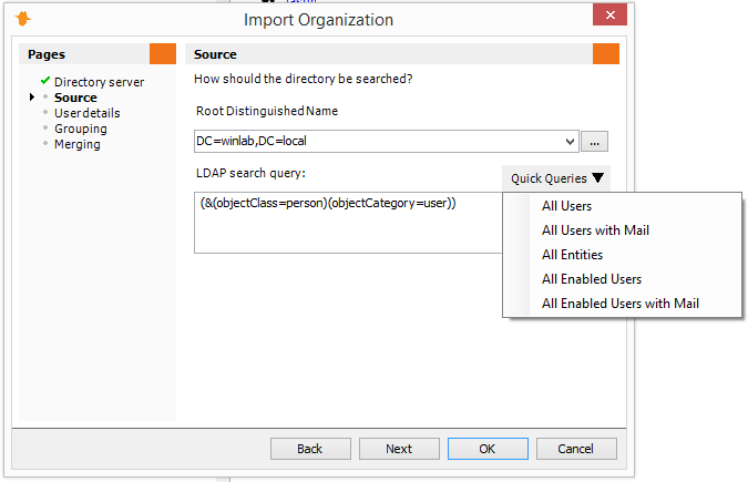 Organization Import LDAP Source - Quick Queries