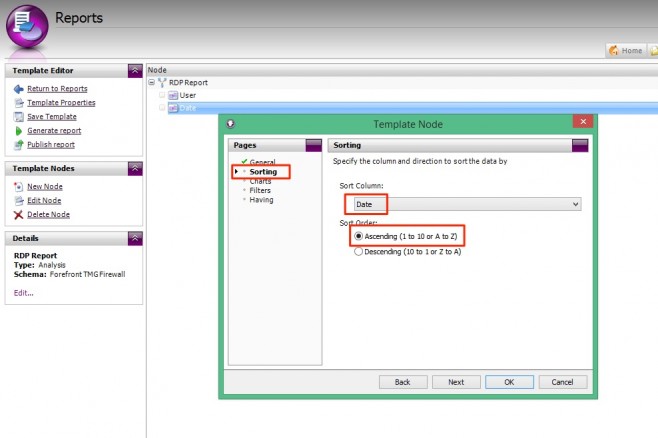RDP Report - Date Node Sort