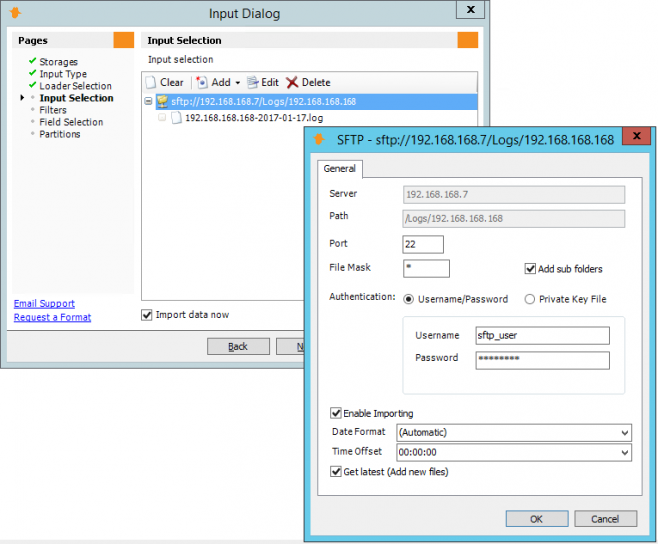 SFTP Log Import