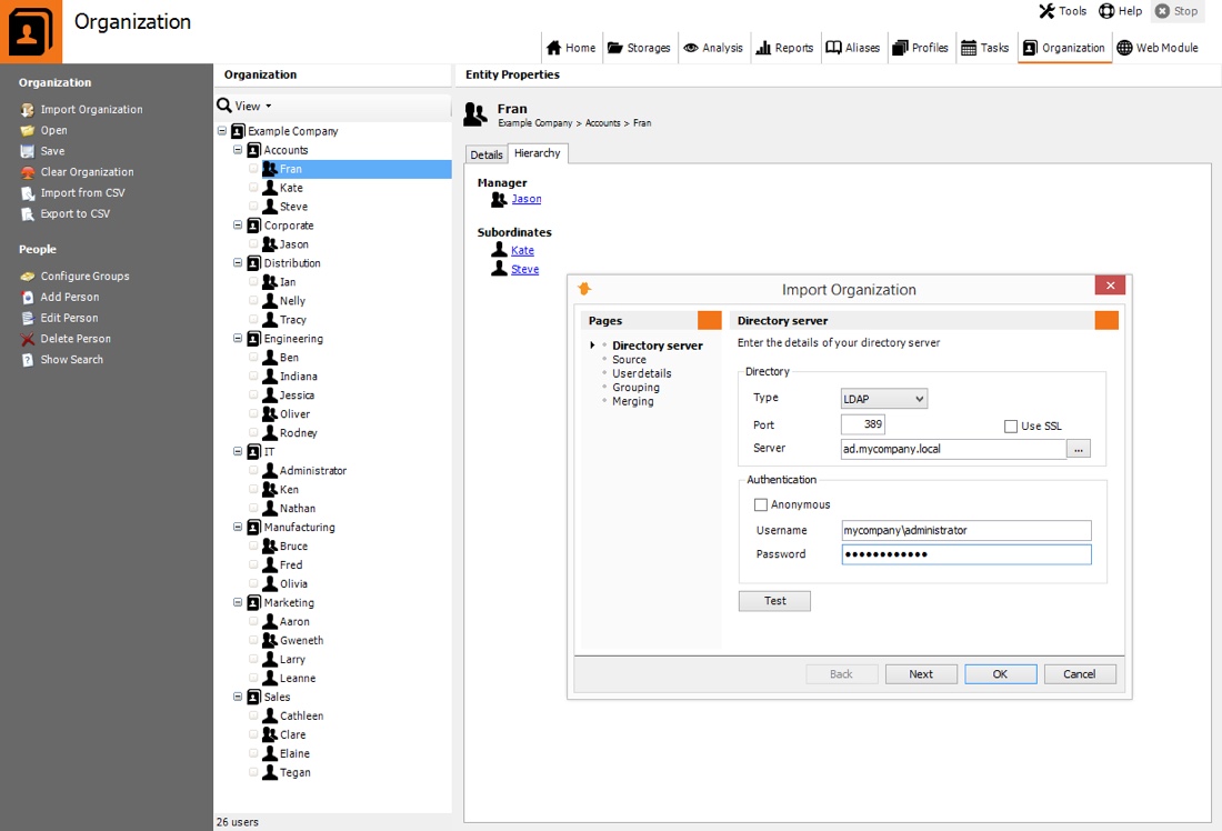 Active Directory Organization Import