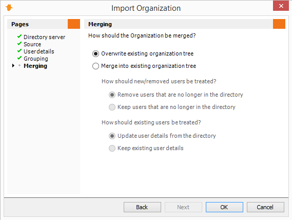 Organization Import - Merging Page