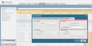 Palo Alto Security Rule Log Settings for Syslog