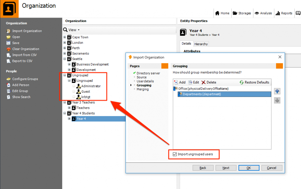 Import Organization Wizard - Ungrouped Users